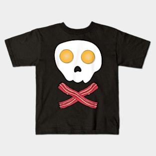 Bacon & Eggs Skull & Crossbones T-Shirt Fried Breakfast Kids T-Shirt